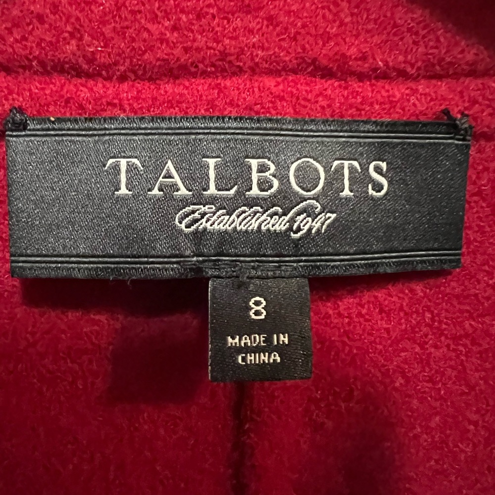 Talbots Red Wool Jacket Blazer Size 8 - image 2
